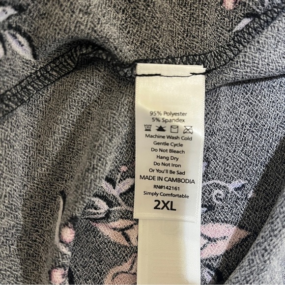 LulaRoe Women Evelyn Maxi Dress Bracelet-length Sleeves Black Purple Floral 2XL - Picture 10 of 13